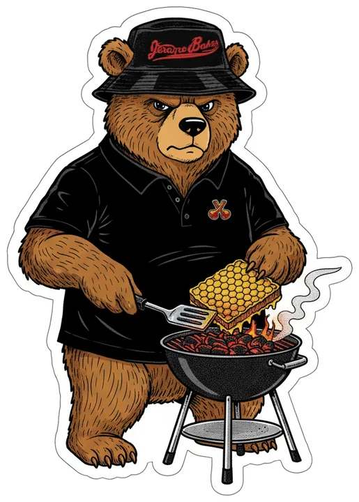 Honey Pot, Flipping honeycomb on a tiny grill. Do not talk to him while he flips.