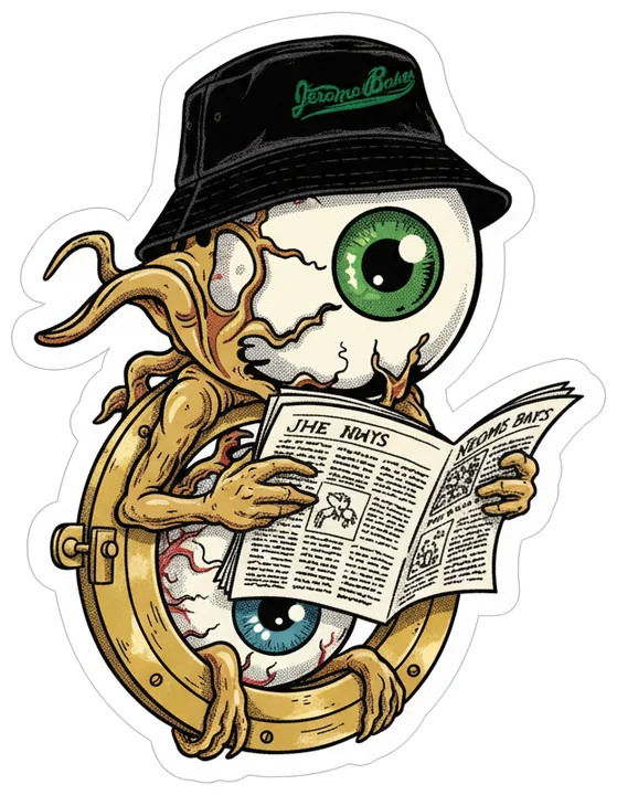 Peeper, Climbing out of a porthole to read the paper.
