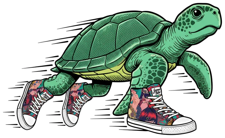 Shellby, Sprinting in four high tops. Speed lines included.