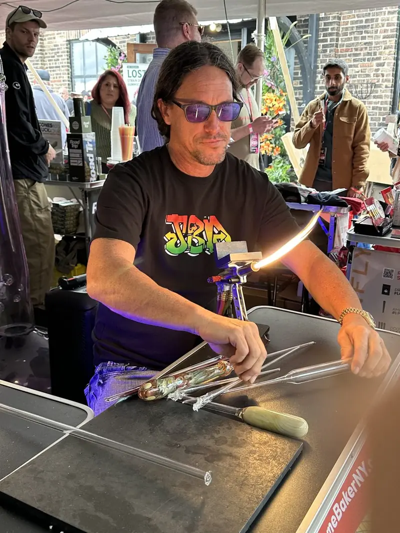 Live glassblowing at a Jerome Baker event